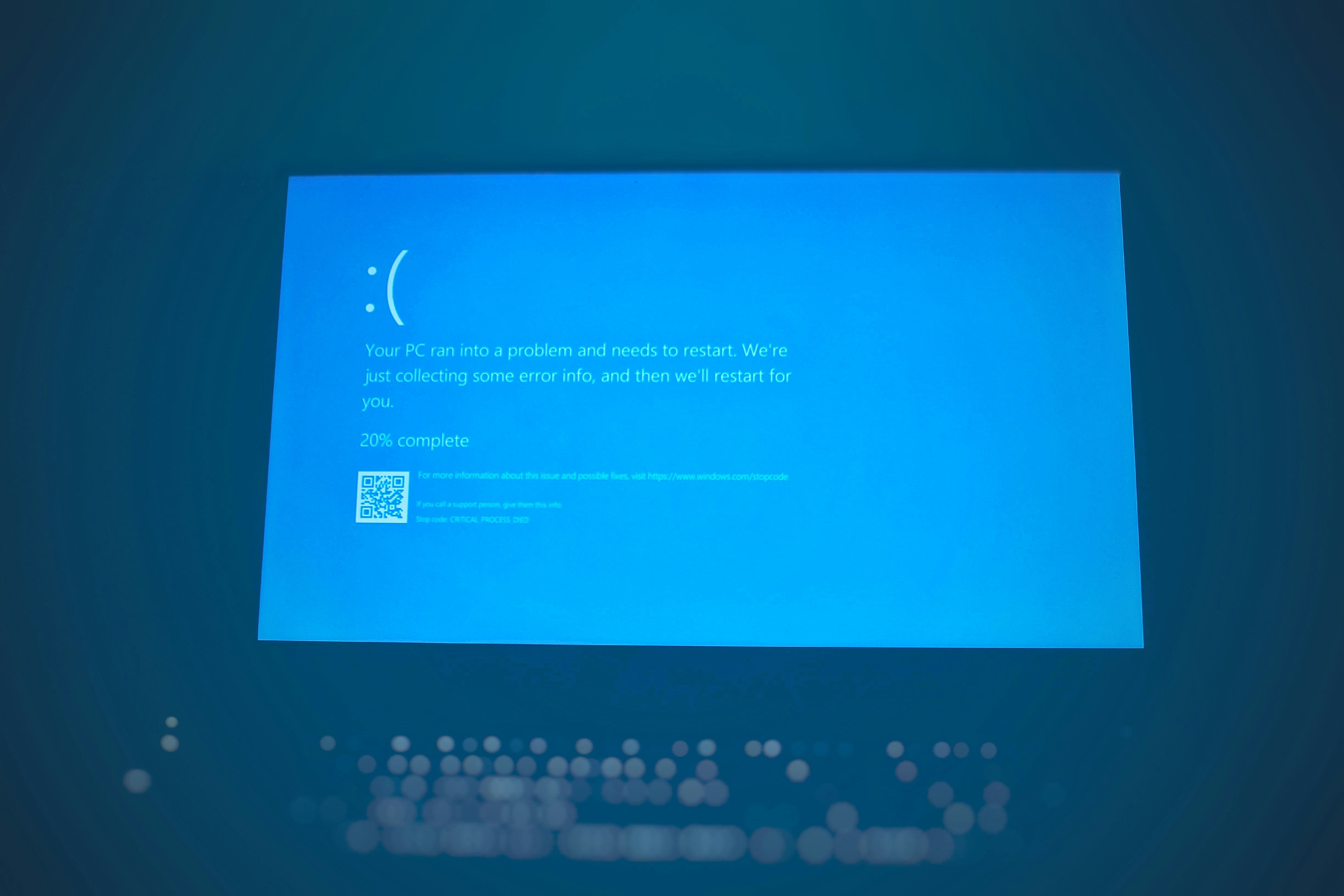 Laptop showing a software error screen